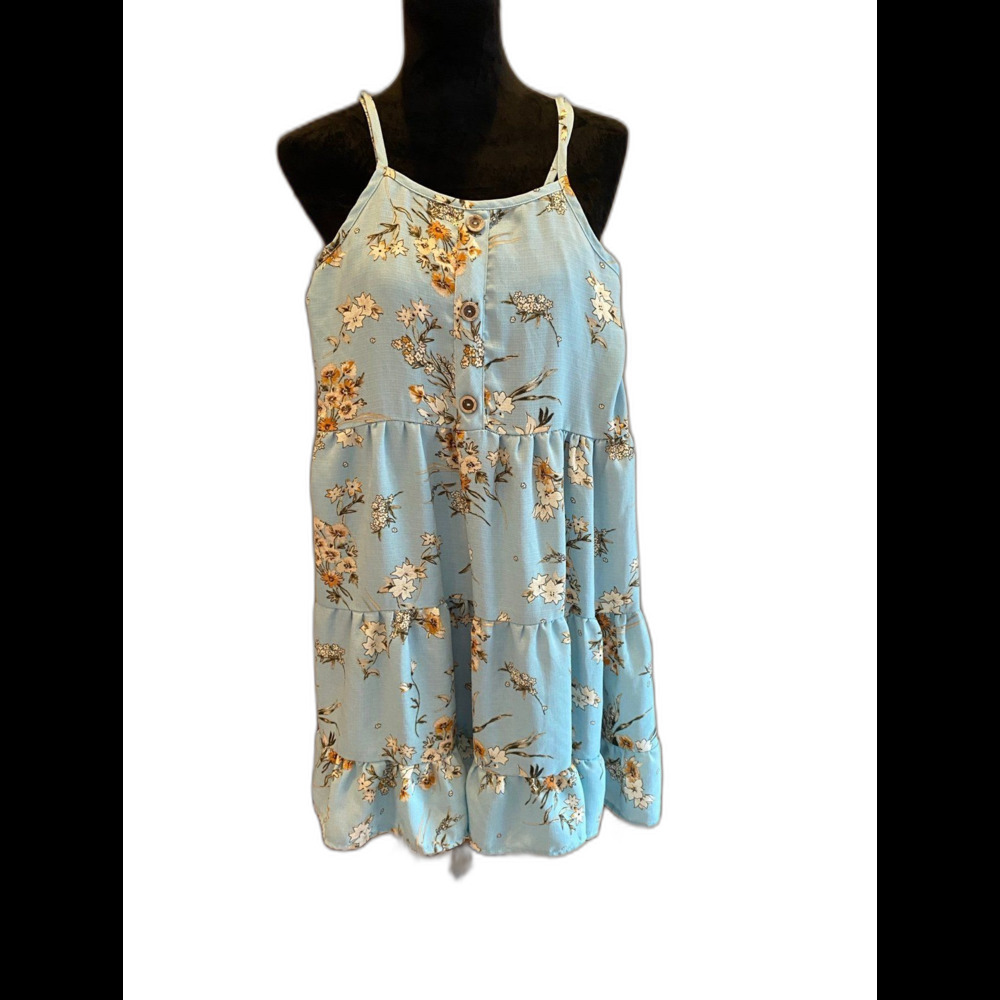 Girls Knit Works  Dress Plus Sz XL Blue Sleeveless  Adjustable Spaghetti  Straps